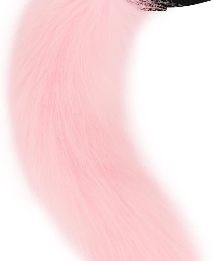 Animal Cat Wolf Fox Dog Faux Fur Tail for Halloween Party Cosplay Costume Accessories Pinkwhite