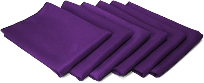 TableLinensforLess 17x17 Inch Polyester Cloth Napkins, Set of 6 (Eggplant)
