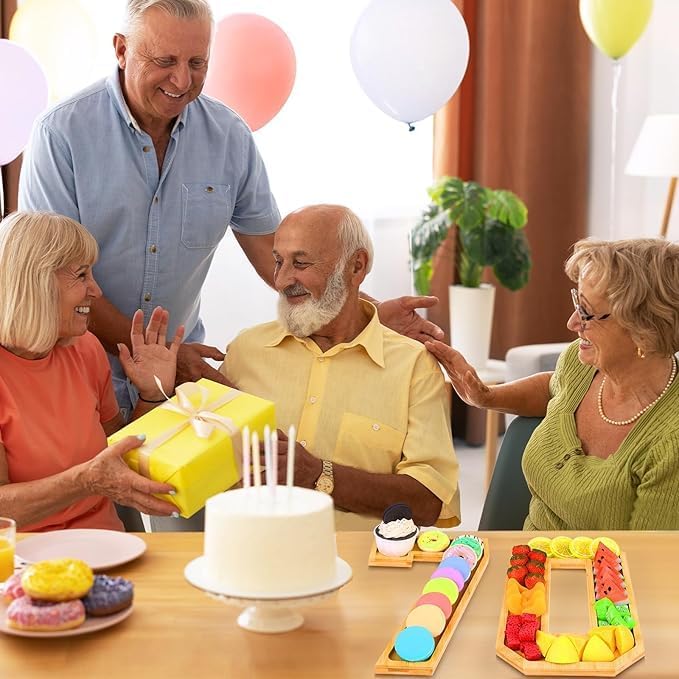 Brainy 70th Birthday Party Supplies Trays Number Charcuterie Tray Wooden Serving Tray for 70th Birthday Anniversary Decorations Chocolate Candy Container (70 Years Old)