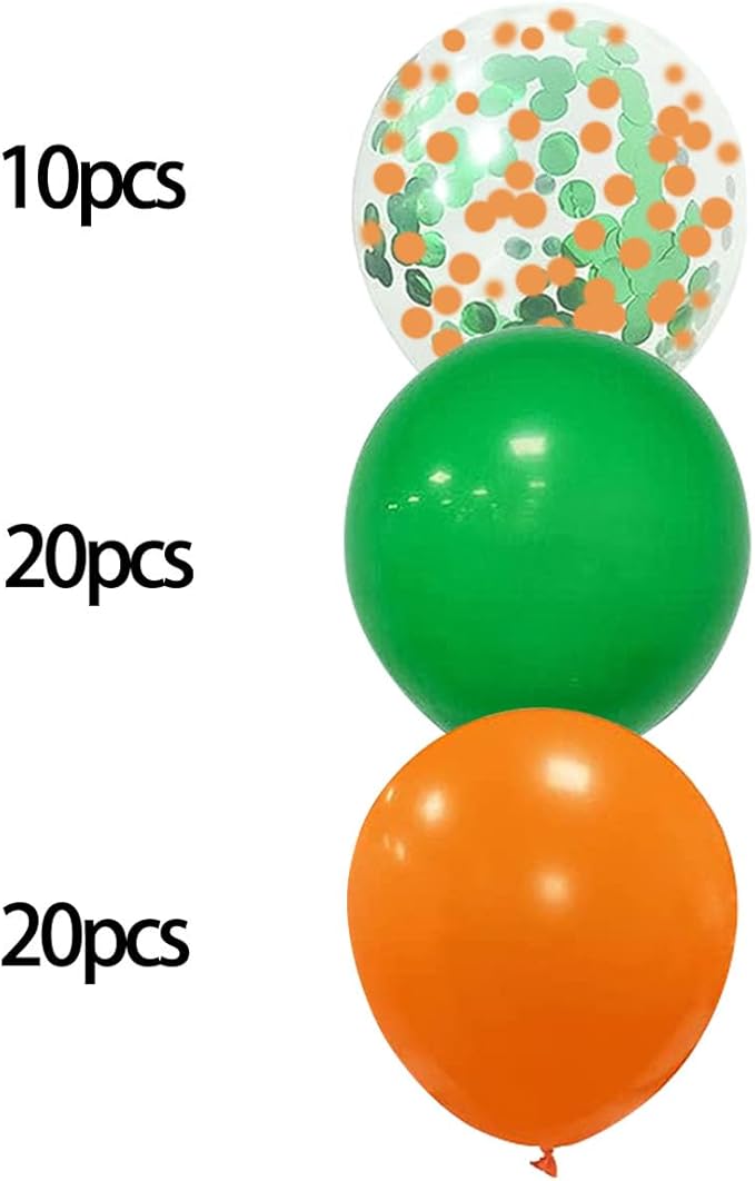 12inch Orange Green Latex Helium Balloons,Orange Green Confetti Balloon for Party Decorations,Pack of 50