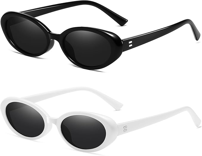 Retro Oval Sunglasses for Women Men Fashion Small Oval Sunglasses 90s Vintage Shades