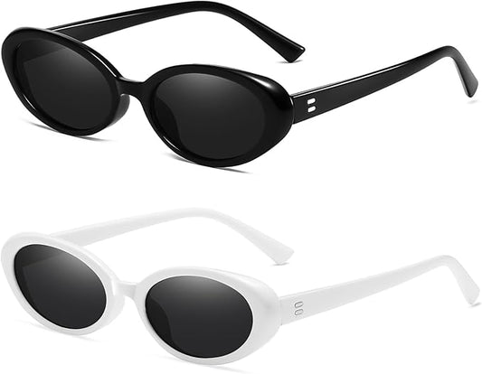 Retro Oval Sunglasses for Women Men Fashion Small Oval Sunglasses 90s Vintage Shades