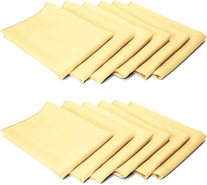 TableLinensforLess 17x17 Inch Polyester Cloth Napkins, Set of 12 (Butter Yellow)