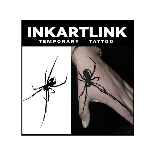 INKARTLINK Tattoo Tech, 2 Sheets Large Semi Permanent Tattoo, Adult Art Design Temporary Tattoos, Lasts 1-2 Weeks, Waterproof, Realistic Look, No Adhesive, No Reflection (Long Legged Spider Design)