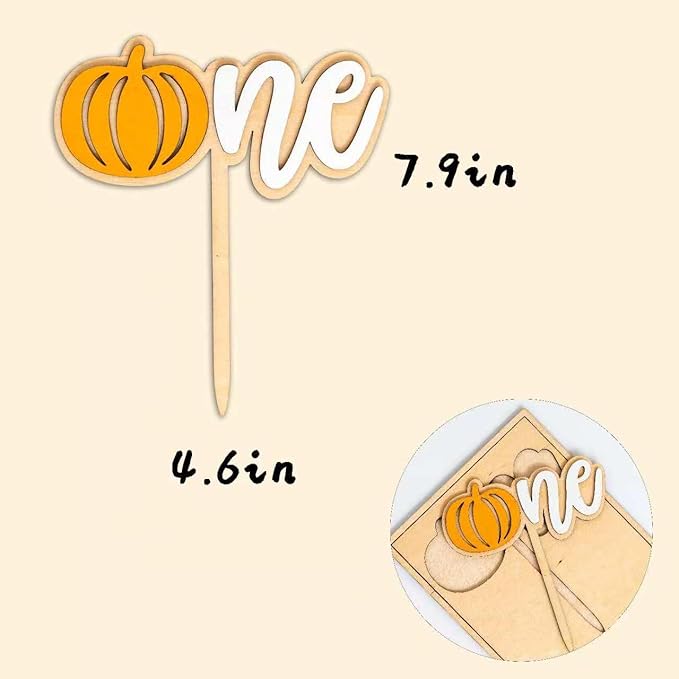 Pumpkin One Cake Topper - First Fall Harvest Theme Party Decoration, Halloween 1st Birthday Party Decoration, First Birthday Party Cake Smash Topper，Fall Thanksgiving Party Supplies