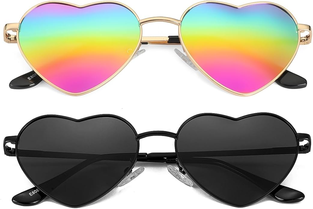JOVAKIT Polarized Heart Sunglasses for Women Fashion Lovely Style Metal Frame UV400 Protection Lens