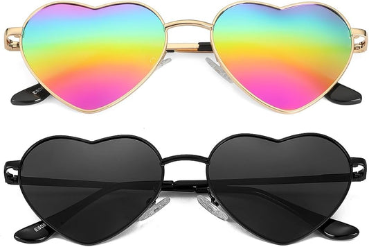 JOVAKIT Polarized Heart Sunglasses for Women Fashion Lovely Style Metal Frame UV400 Protection Lens