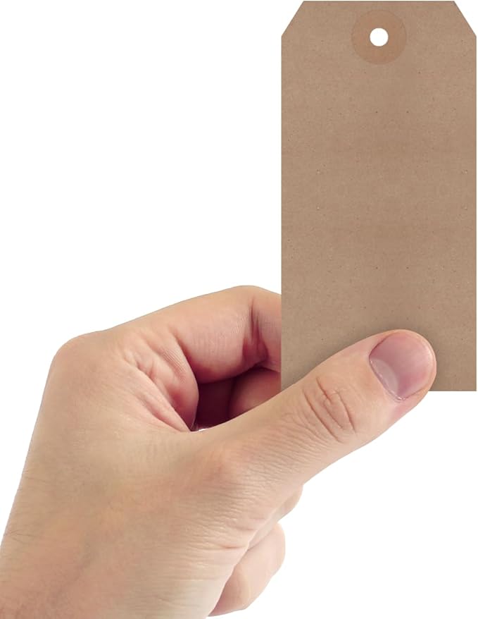 SmartSign Brown Gift Tags - Pack of 1000, 4.75" x 2.375", Size-5 Eco-Friendly Blank Tags with Reinforced Fiber Patch, 11 pt Recycled Kraft Paper Tags for Merchandise/Garments/Shipping