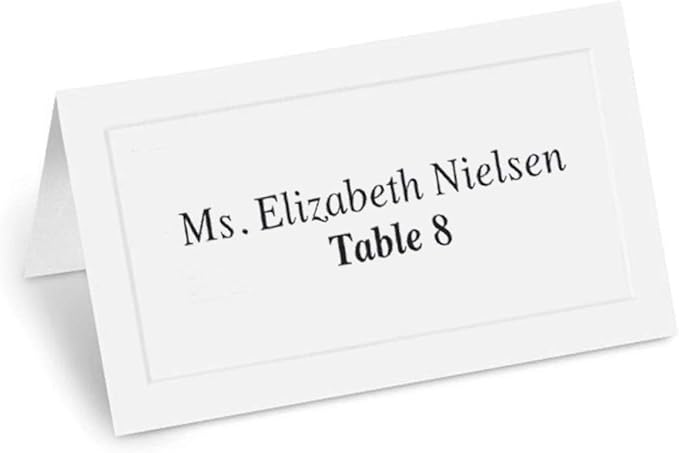 PaperDirect White Embossed Cover Stock Folded Place Cards, 100 Pack