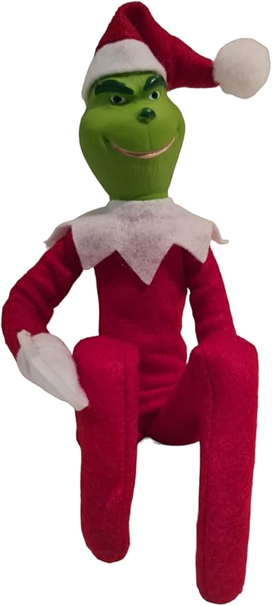 Christmas Green Monster Elf Grouch on The Couch Christmas Elf Decoration, Handmade Monster Christmas Ornaments Plush for Xmas Party Holiday Home Garden Decor (Green)