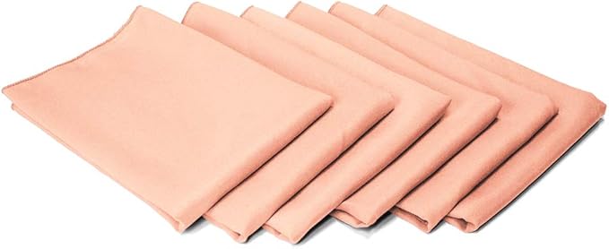 TableLinensforLess 17"x17" Polyester Cloth Napkins, Set of 6 (Blush Pink) | Easy-Care, No-Iron Finish, Superior Color Retention, Machine Washable