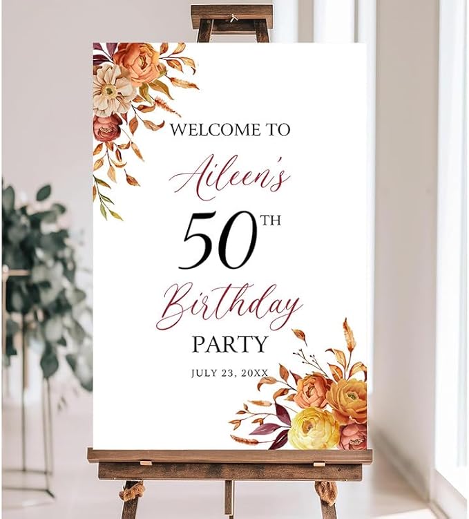 Personalized Sign for 50th Birthday Party - Decorations Celebration Sign, Happy Birthday Any Age Board, Minimalist Party Signs#8