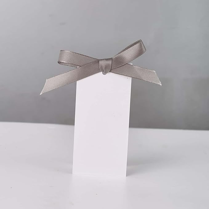 60pcs Wedding Banquet Place Cards for Table Setting.Name Table Cards .Name Cards with Ribbons. Can be Used for Wedding Banquet Table Decoration and Present Tags for Parties (Gray)