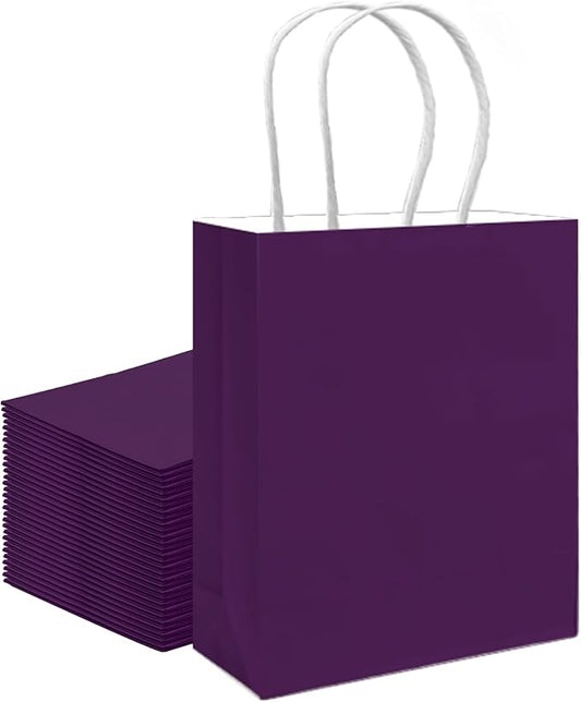 qiqee 30PCS Medium Gift Bag with Handles Bulk 11"x5"x8" Gift Bags Cardamom Purple Bags Multiple Uses (Medium Size)
