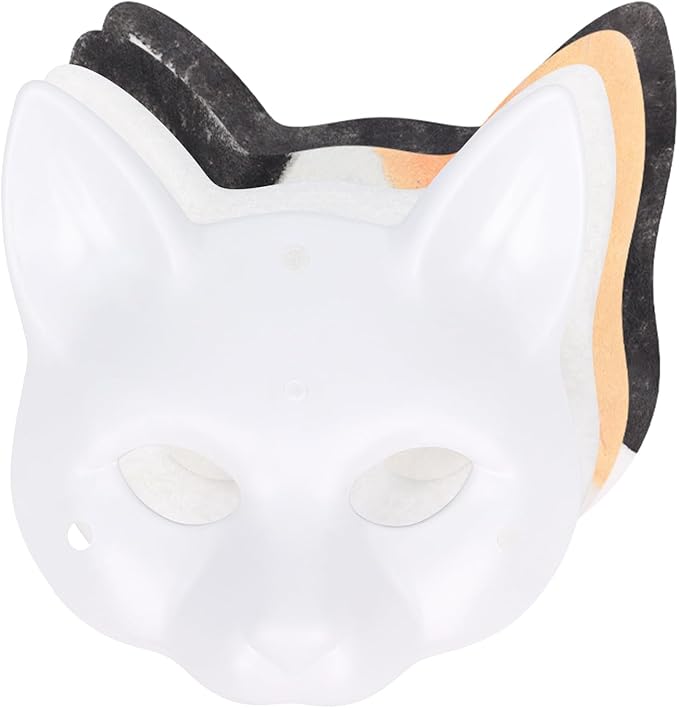DIY Cat Fox Mask Set with Eye Meshes Stickers Faux Fur Fabric Strips for Halloween Masquerade Cosplay Party