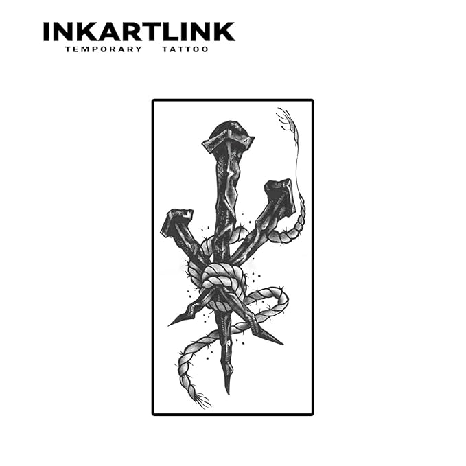 INKARTLINK Temporary Tattoos, Semi Permanent Tattoos, Adult Art Designs, Waterproof Temporary Tattoos, Party Favors, Tattoo Stickers Realistic, No Adhesive, Lasts 1-2 Weeks(Saboteur Teufel Chords)