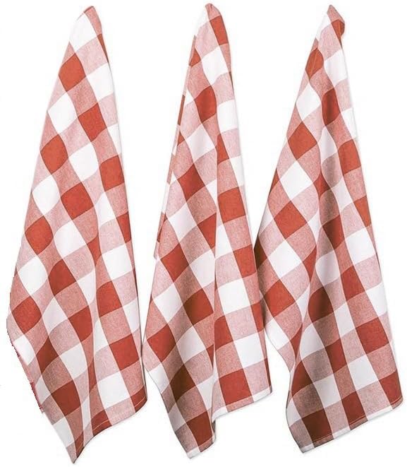 Urban Villa Cloth Napkins Rust Checks Dinner Napkins Set of 12 20X20 100% Cotton Absorbent Washable Durable Reusable Cloth Napkins Ideal for Farmhouse Party Thanksgiving Harvest Fall Dinner Napkins