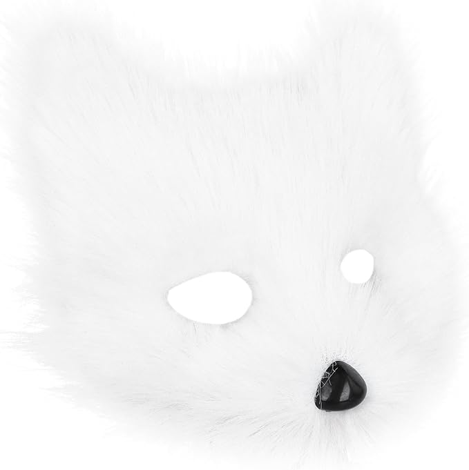 Animal Fox Wolf Mask Halloween Party Cosplay Costumes Props Plush Cat Half Face Masks Carnival Christmas Masquerade