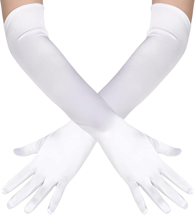 BABEYOND Long Opera Party 1920s Satin Tea Party Gloves Costume Stretchy Adult Size Elbow Length Bridal Gloves