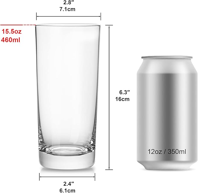 Heat-Resistant Drinking Glasses Set of 6 Double Fashioned Glass Lowball Tumblers 16oz Made From Premium Borosilicate All Crystal-Clear Water Cups, Mixed Drinkware For Daily Use - CL Count (Pack 1)