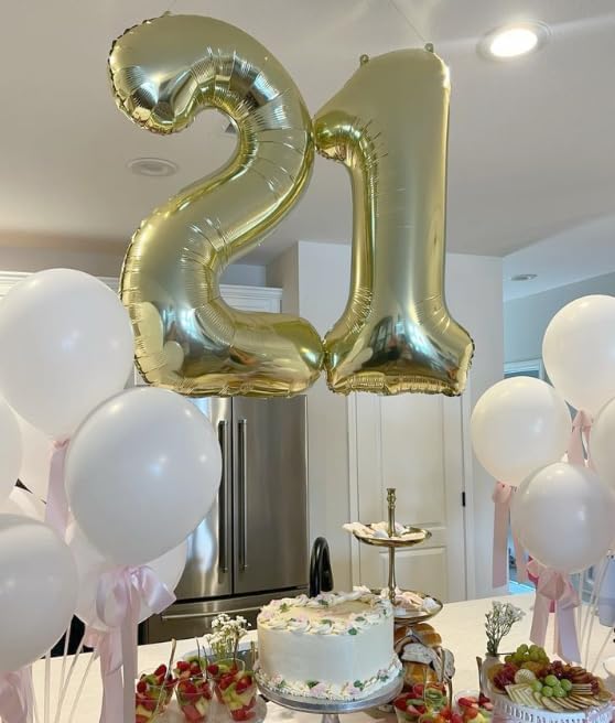 Light Gold Number 1 Balloon 40 inch, Number 1 Birthday Balloon for Boy Girl, Champagne Gold Foil One Balloon for 1st 10 11 12 16 18 Birthday Party, Anniversary Celebration Number Balloons Decorations