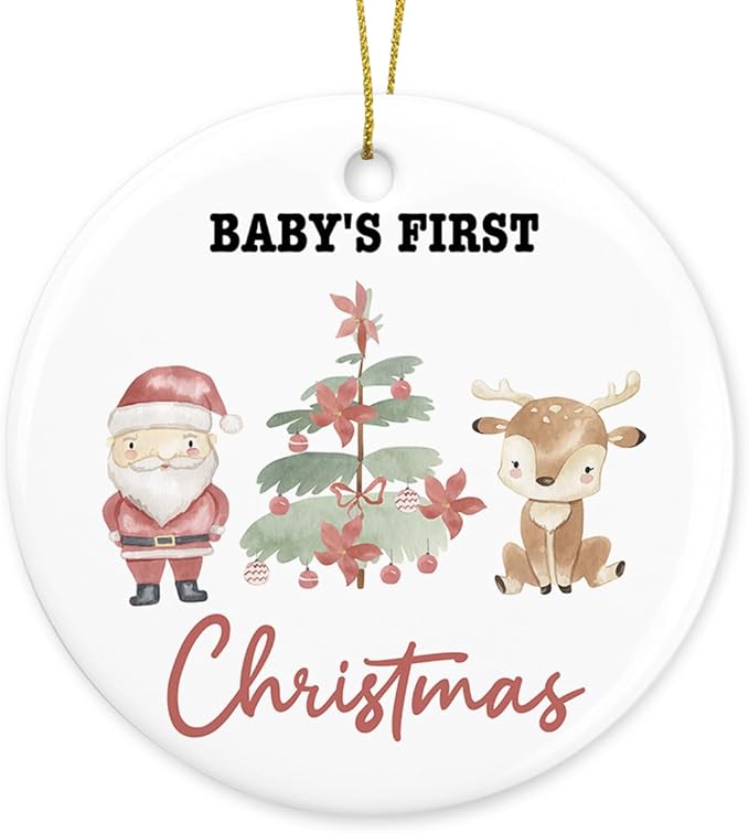 Babys First Christmas Ornament Boy Girl Baby First for Couple Him Her New Parents Family Christmas Ceramic Xmas Tree Ornament Decorations