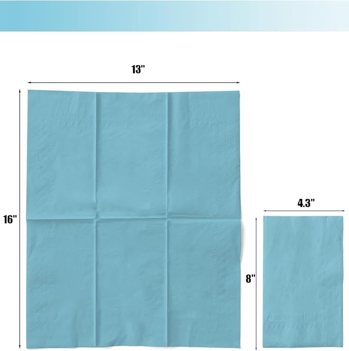 qiqee Bright Blue Paper Napkins 13 * 16inch Guest Paper Disposable Towels Napkin Paper Hand Towels for Wedding, Dinner, Birthday Party, Dessert Cocktail ＆ Kitchen Napkins（ 120 Count）