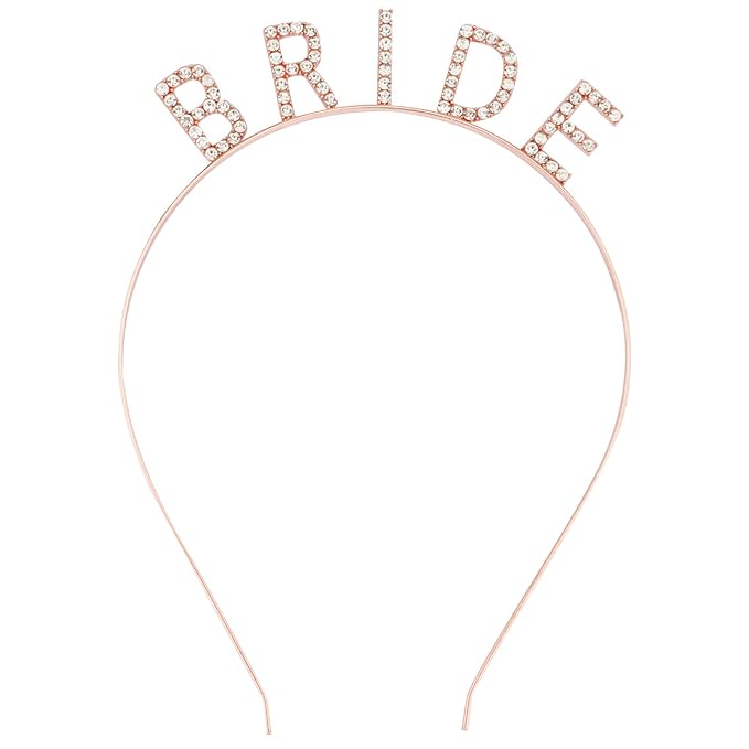 Bride Tiara Birde Headband Bachelorette Party Favors Rhinestone Wedding Bridal Headbands Bridal Shower Decorations Bridal Shower Gifts Rose Gold