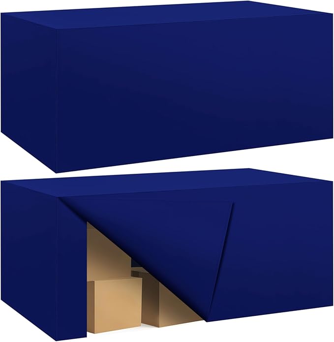 Ascoza 2 Pack Fitted Tablecloth for 8 Foot Rectangle 96 x 30 Inch Royal Blue Table Covers Water Resistant Polyester Cloth for Folding, Parties,Display, Trade Show (Royal Blue)