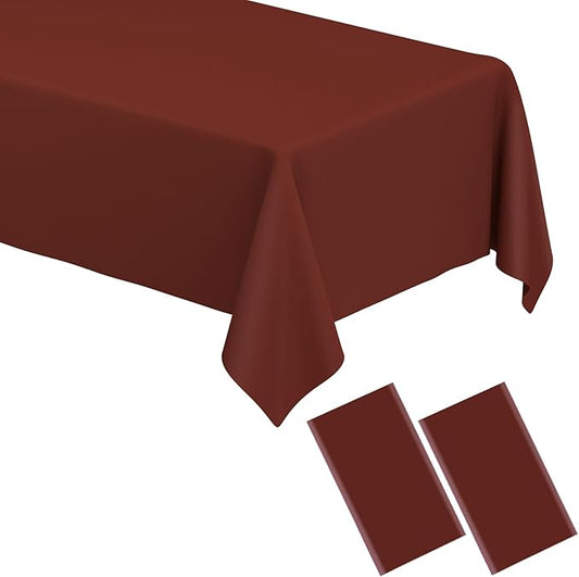 WNINK 2 Pack Maroon Tablecloths Burgundy Disposable Table Covers 54" x 108" Table Cloths for BBQ Birthday Picnic Bridal Shower Engagement Wedding Plastic Table Cloths for Parties