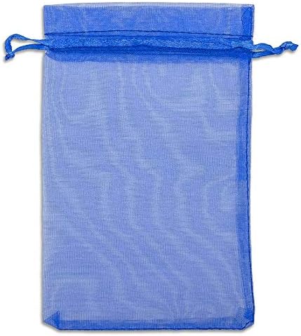 TheDisplayGuys 48-Pack 4x6 Royal Blue Sheer Organza Gift Bags with Drawstring, Goodie Bags for Jewelry, Candy Bags, Treat Bags, Wedding Favors Small Mesh Bags