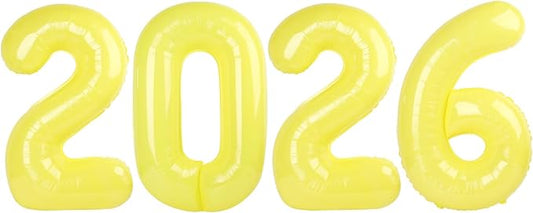 Yellow 2026 Number Balloon, Yellow Number Balloons 40 Inch, 2026 Balloon Birthday Decorations, 2026 Birthday Party Supplies
