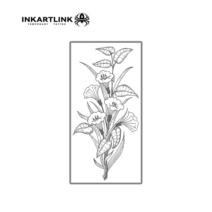 INKARTLINK Women's Semi-Permanent Floral Temporary Tattoos - Adult Art Design, Cruelty-Free, Waterproof, Non-Reflective (Morning Flower)