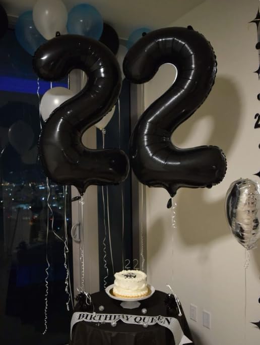 40 Inch Big Black Number 22 Balloon Birthday Decoration, Numbers 22 Helium Balloons 22 Celebration, Boy Girl Baby Anniversary Party Graduations Supplies Decorations