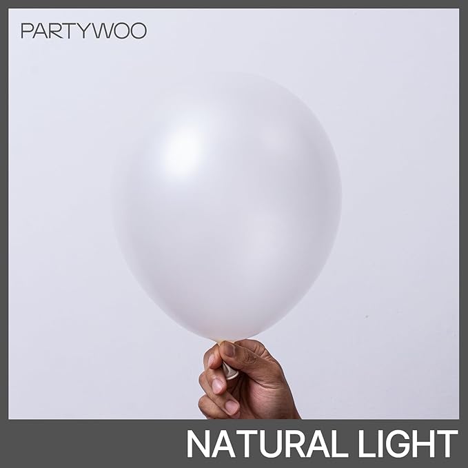 PartyWoo Pearl White Balloons 100 pcs 12 Inch White Latex Balloons for Wedding Bridal Graduation Engagement Baby Shower Gender Reveal Easter Anniversary Birthday Party Decorations White-Z30