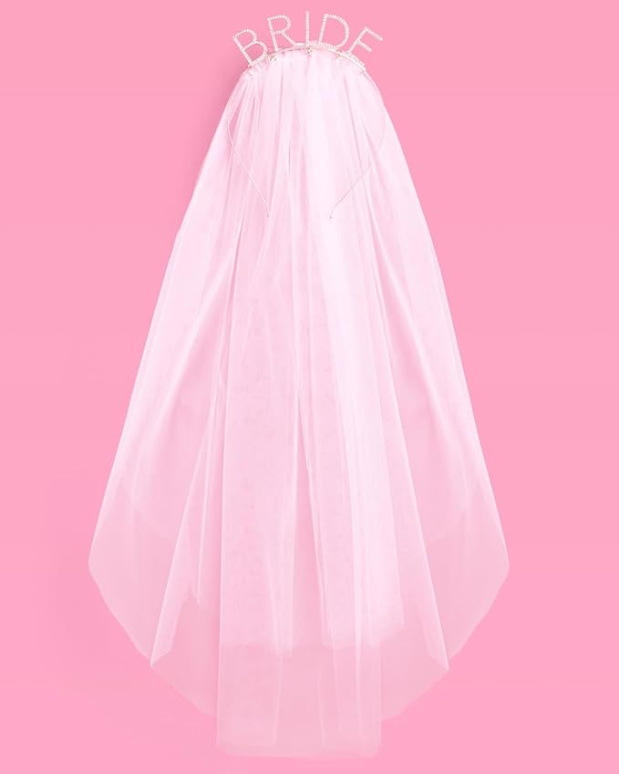 xo, Fetti Bride Rhinestone Headband with Detachable Veil | Bachelorette Party Decorations, White Headpiece Bridal Shower Gift, Bridesmaid Favors, Engagement Accessory