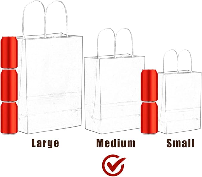 qiqee Apricot Gift Bag with Handles Bulk 24Pcs Paper Bags -10.6"x8.3"x4.3"Party Favor Bags - Solid Color