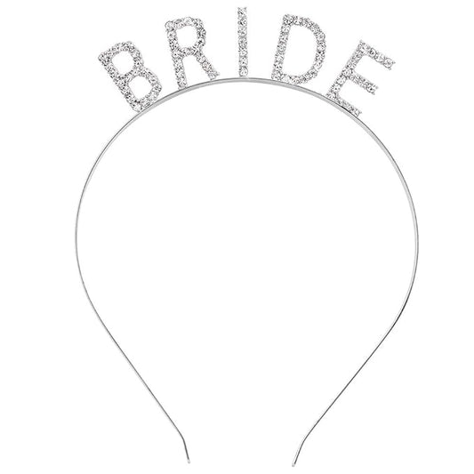 Bride Headband for Wedding, Bridal Shower, Bachelorette Party, Bridal Tiara, Rhinestone & Silver, Women's Headpiece Hair Accessories, One Size, 1 Count