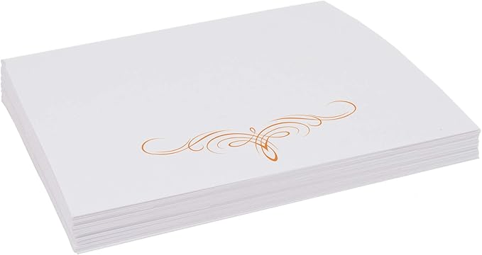 Decadent Flourish Place Cards, Orange (Choose Color), Set of 150, Pre-cut and Scored - Wedding, Party, Dinner, and Special Events - Made in the USA