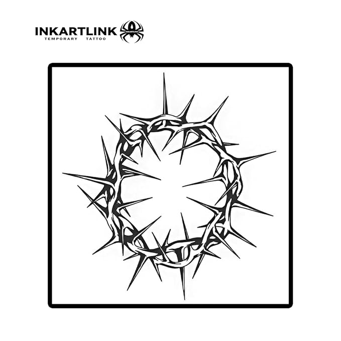 INKARTLINK Semi Permanent Tattoos,Halloween temporary tattoo, party tattoos, realistic, waterproof, cruelty-free, non-reflective (Crown of Thorns)