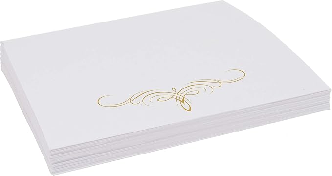 Decadent Flourish Place Cards, Gold (Choose Color), Set of 60, Pre-cut and Scored - Wedding, Party, Dinner, and Special Events - Made in the USA