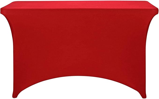 FORLIFE 2Pack Spandex Table Covers，Fitted Tablecloth for Rectangular Tables, Stretch Patio Table Covers, Universal Spandex Table Cover for Wedding, Banquet, Party (4ft, Red)