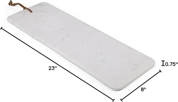 BIRDROCK HOME 23" Marble Serving Board - Charcuterie Board for Party Appetizers - Kitchen Platter for Food - Pizza Fruit Display - White