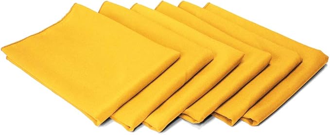 TableLinensforLess 17x17 Inch Polyester Cloth Napkins, Set of 6 (Dark Lemon)
