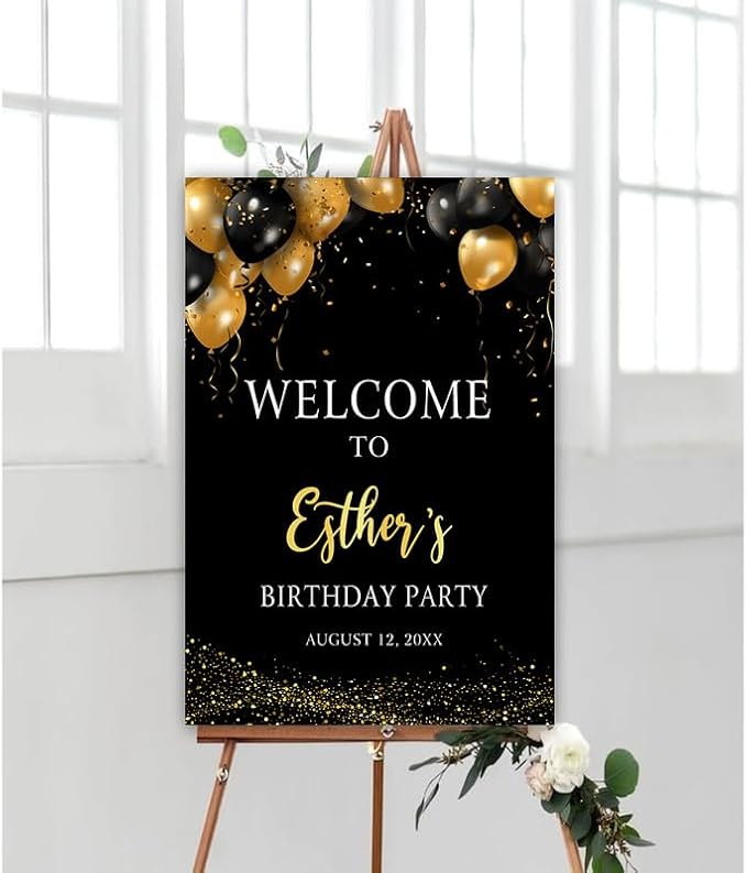 Personalized Sign for 50th Birthday Party - Decorations Celebration Sign, Happy Birthday Any Age Board, Minimalist Party Signs#5