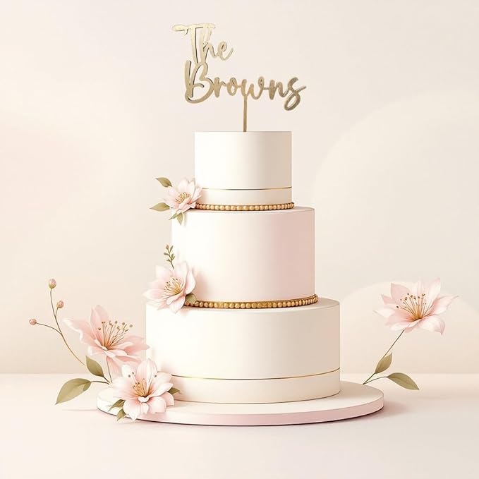 Personalized Wedding Cake Topper, Custom Name Bride and Groom Decoration, Traditional Wedding, Anniversary, Briday Shower Decor (The (Name))