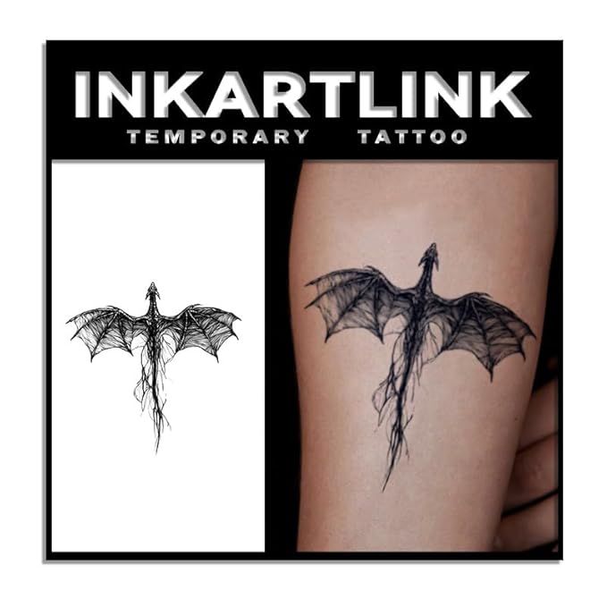 INKARTLINK Tattoo Tech, 2 Sheets Medium Semi Permanent Tattoo, Adult Art Design Temporary Tattoos, Lasts 1-2 Weeks, Waterproof, Realistic Look, No Reflection (Devil Figure)