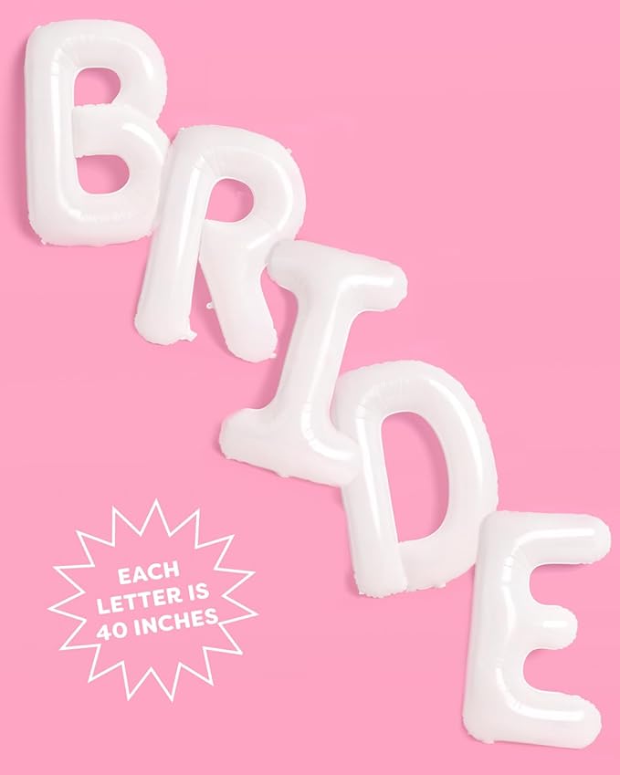 xo, Fetti White Jumbo BRIDE Balloons - 40 inch, XL | Bachelorette Party Decorations, Wedding Party, Engagement Party, Bridal Photo Booth