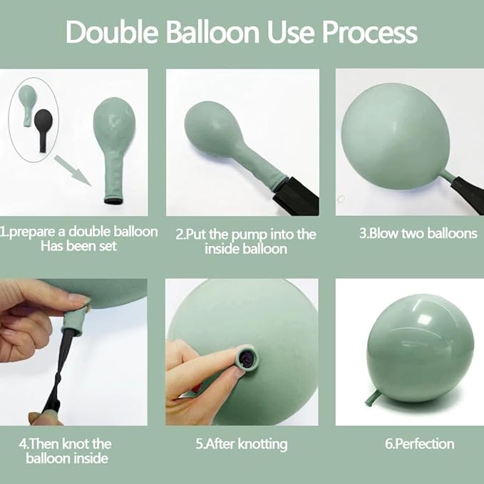 Sage Green White Balloon Garland Double Stuffed Dusty Green White Pearl Balloons Olive Pastel Balloon Arch Kit for Neutral Baby Shower Bridal Shower Birthday Baptism Christmas Party Decorations