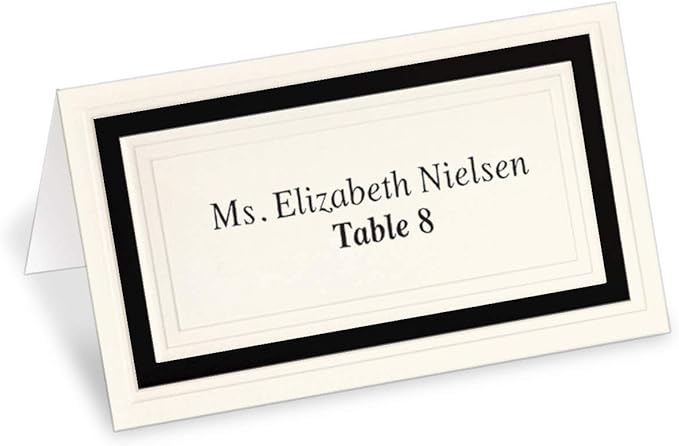 PaperDirect Cream Cover Stock Place Cards with Black Foil Border, 100-Pack
